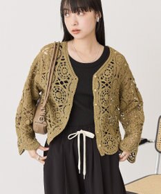 AMERICAN HOLIC クロシェニットVネックカーディガン
