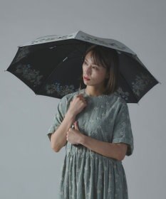 AND WOOL 〈一級遮光生地・晴雨兼用〉スミレ刺繍の日傘 （長傘タイプ）