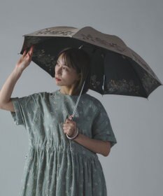 AND WOOL 〈一級遮光生地・晴雨兼用〉スミレ刺繍の日傘 （長傘タイプ）