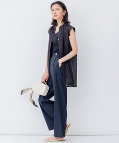 23区 【洗える】シアーストライプ ノースリーブ ブラウス