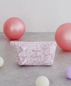 Maison de FLEUR リボンレオパードフリルポーチ
