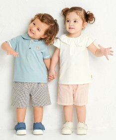 MIKI HOUSE HOT BISCUITS 【70-110cm】 くま耳 セーラーカラー半袖Tシャツ