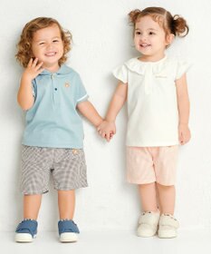 MIKI HOUSE HOT BISCUITS 【70-110cm】 くま耳 セーラーカラー半袖Tシャツ