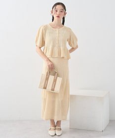 earth music&ecology ＳＥＴ２点レース編みペプラムカーデ＋スカート