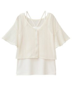 earth music&ecology ＳＥＴ２点レースカーディガン＋レイヤードインナー