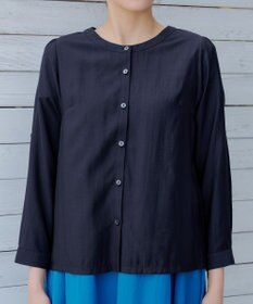 Tiaclasse L 【洗える】ノーカラーシアーシャツ