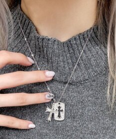 WEGO Lラインストーンダイカットネックレス