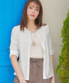 Tiaclasse L 【洗える】ノーカラーシアーシャツ