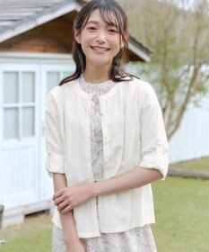 Tiaclasse L 【洗える】ノーカラーシアーシャツ