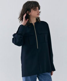 BEIGE， 【洗える】JASMINE / スタンドカラージップブラウス