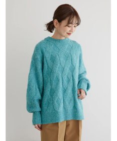 AMERICAN HOLIC Ｍｉｘヤーンモックネックケーブルニットプルオーバー