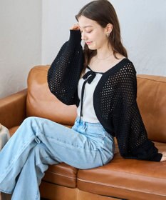 WEGO 【紫外線対策/手洗い可】メッシュリボンボレロ