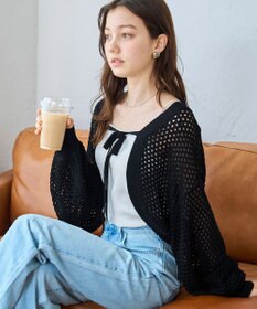 WEGO 【紫外線対策/手洗い可】メッシュリボンボレロ