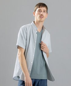 JOSEPH HOMME トライジャガードストレッチ   ウイングカラー半袖シャツ