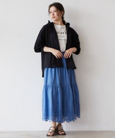 Feroux 【接触冷感・UVカット・吸水速乾】ラッシュガードフリル パーカー