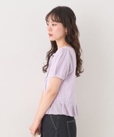 earth music&ecology ナローリボンペプラムニットカーディガン