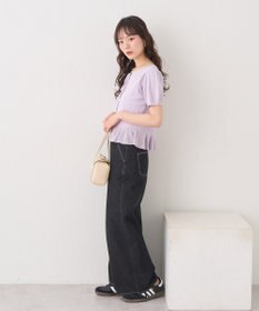 earth music&ecology ナローリボンペプラムニットカーディガン