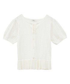 earth music&ecology ナローリボンペプラムニットカーディガン