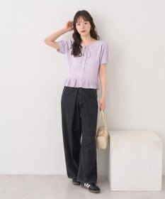 earth music&ecology ナローリボンペプラムニットカーディガン