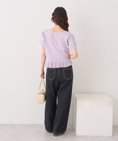 earth music&ecology ナローリボンペプラムニットカーディガン