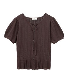 earth music&ecology ナローリボンペプラムニットカーディガン