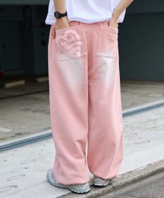 WEGO 【ウエストゴム/らくらくパンツ】アシッドウォッシュグラフィックスウェットパンツ