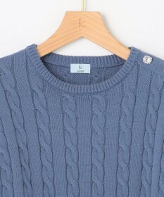 組曲 【ビジューボタン付き】SOBANE ケーブルプルオーバー ニット