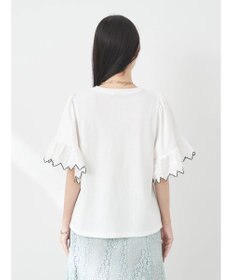 earth music&ecology 配色スカラップスリーブＴＥＥ