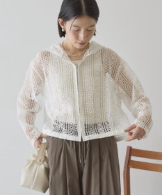 AMERICAN HOLIC 【先行予約】幾何学レースフードシャツ