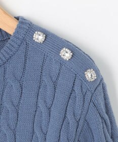 組曲 【ビジューボタン付き】SOBANE ケーブルプルオーバー ニット