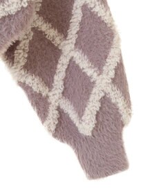 earth music&ecology シャギーダイヤ柄ショートニットカーディガン