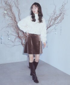 earth music&ecology シャギーダイヤ柄ショートニットカーディガン