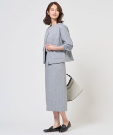 J.PRESS LADIES L TCリネン ドライツイル ノーカラー ブルゾン