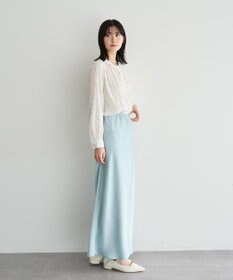 YECCA VECCA ラインフラワー柄ギャザーブラウス