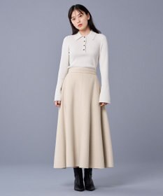 uncrave 【洗濯機洗い可】リブ フレアスリーブポロニット（uncrave STANDARD）