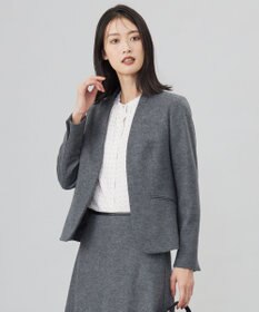 J.PRESS LADIES 【セットアップ対応】ウールスムース ノーカラー ジャケット