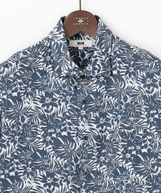 JOSEPH ABBOUD 【キングサイズ・清涼・JAPANファブリック】ビッグリーフサッカープリント 半袖シャツ