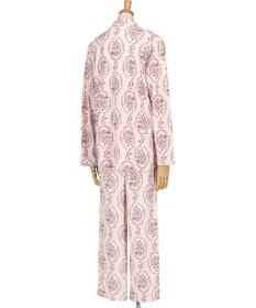 WACOAL ワコール_リラックス＆スリープ パジャマ 長袖 長ズボン 綿100％(本体) スムース素材 上下セット 前開き ミントン NDW417 /ワコール