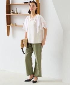 自由区 【XSサイズ~/洗える】ドレーピーポンチラッフルスリーブ カットソー