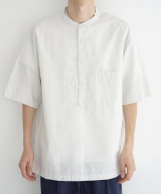 WHITE MAILS 【UNISEX】COTTON PAPER POPLIN BAND COLLAR PULLOVER シャツ