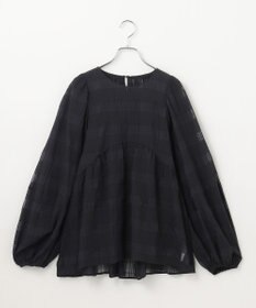#Newans シアーチェックボリュームブラウス