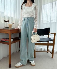 WEGO ハートポケットストレートデニムパンツ