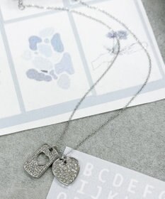 WEGO Lラインストーンダイカットネックレス