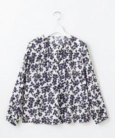 J.PRESS LADIES 【洗える】スパンフラワープリント  ボートネック ブラウス