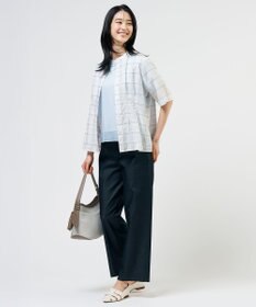 J.PRESS LADIES 【一枚で着映え】キュプラチェック  バンドカラー ブラウス