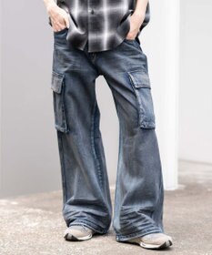 WEGO ローライズバギーフレアデニムカーゴパンツ