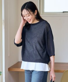 ANY 【洗濯機可/アンチピリング】アイレットメッシュニット