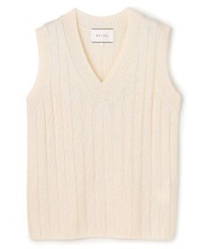BEIGE， OPTICAL /  ペーパーヤーン Vネックリブニット