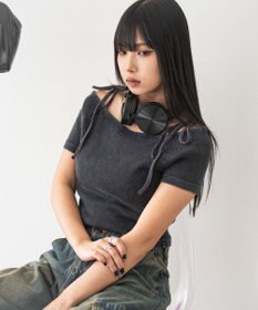 WEGO ヴィンテージウォッシュオフショルちびT