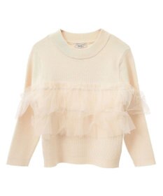 earth music&ecology 胸元チュールドッキングニットプルオーバー